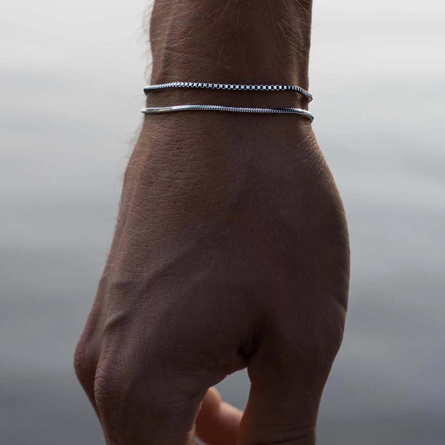 Box Chain Bracelet Duo in Silver