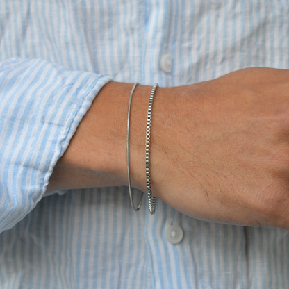 Box Chain Bracelet Duo in Silver